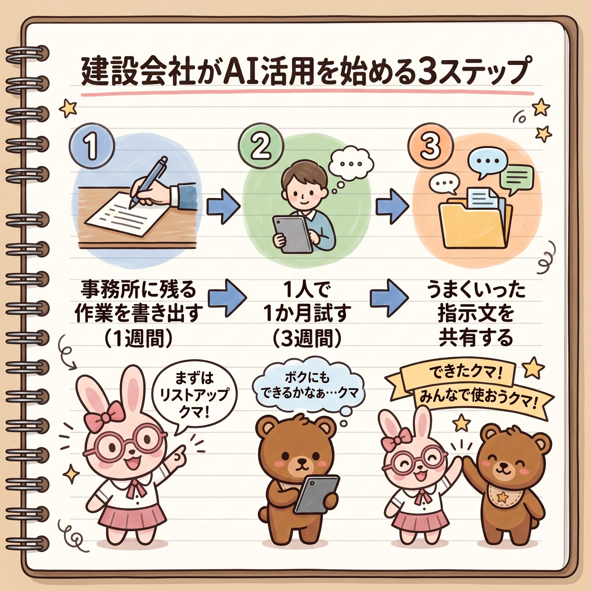 建設会社がAI活用を始める3ステップ