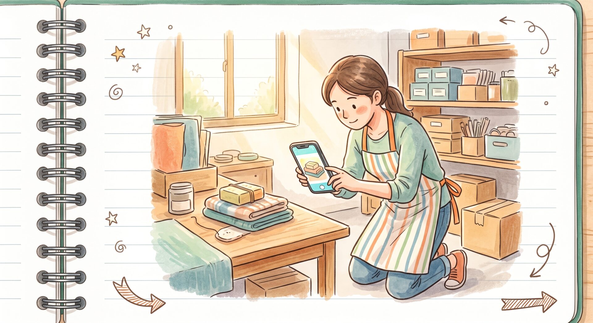自分で投稿を作っている様子