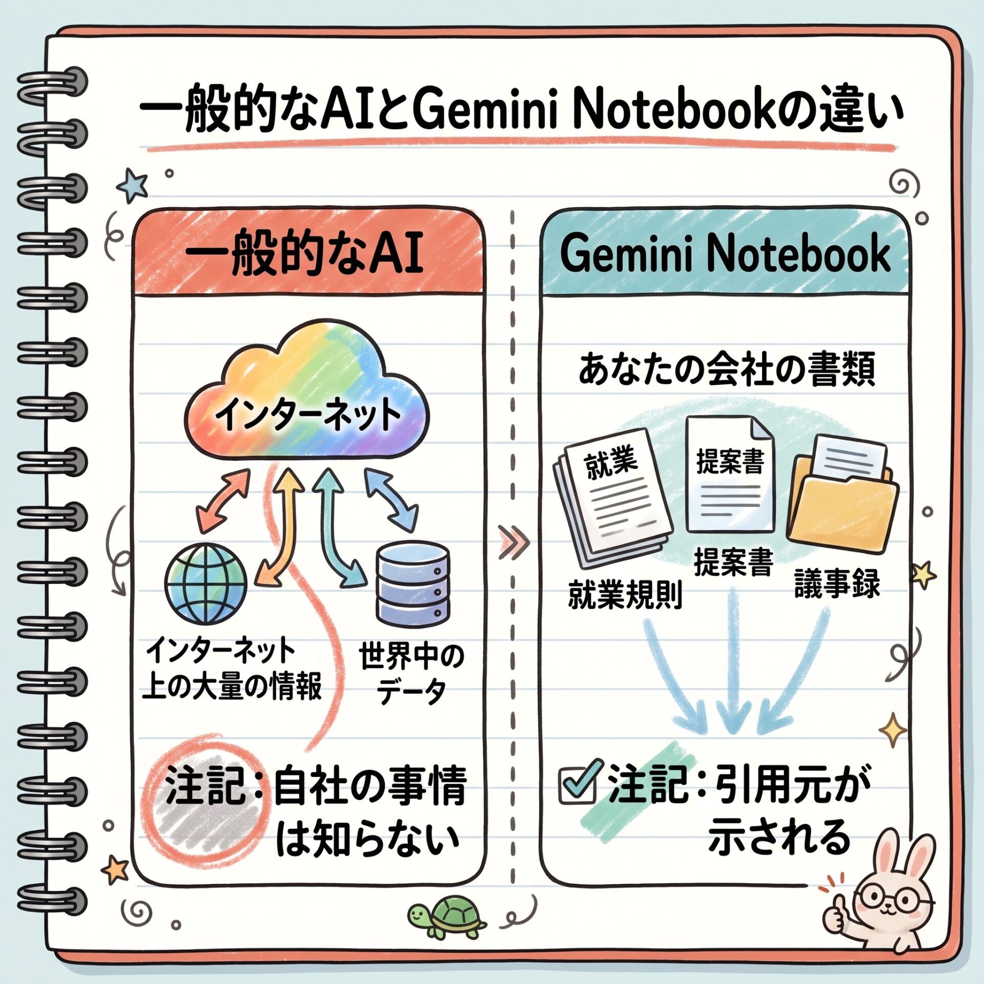 一般的なaiとジェミニノートブックの違い