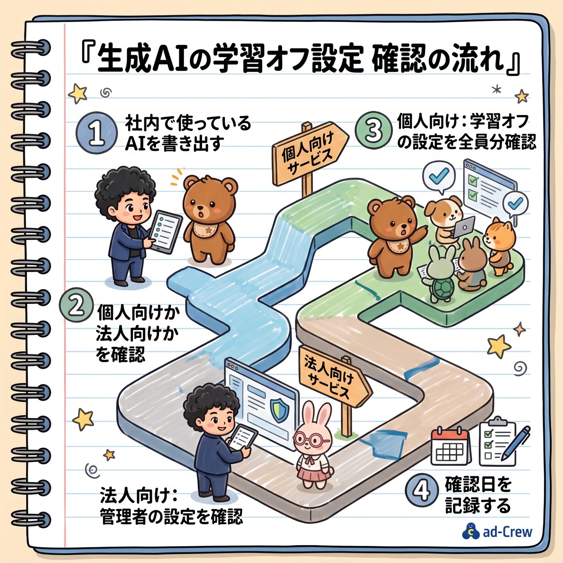 生成AIの学習オフ設定 確認の流れ