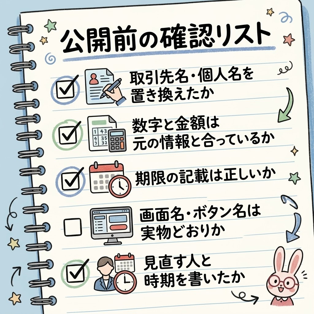 公開前の確認リスト